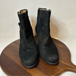 STUART WEITZMAN Suede Ankle Boots Black Wedge with Zipper Detail Size 9